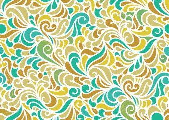 Seamless Abstract flower art  pattern, doodle, fabric, fashion textile , hand-drawn feathers in earthy tones for bohemian skirts, shawls, and maxi dresses.