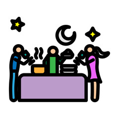 Social Gathering Vector Filled Icon Design
