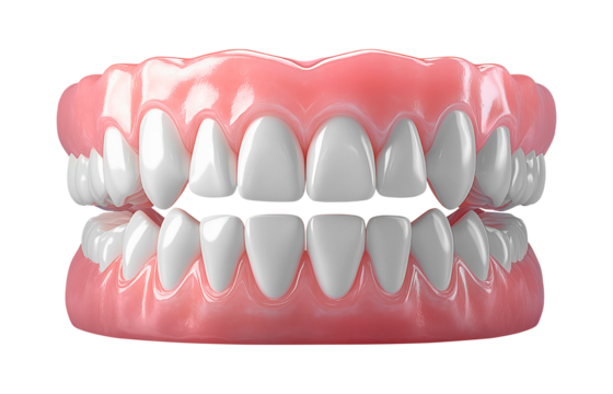 3D teeth on a white or transparent background, dental clinic advertisement