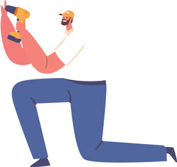 Repairman drilling with electric tool