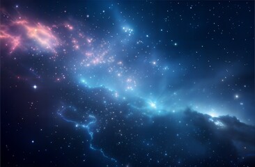 Cosmic Nebula of Stars in Deep Space With Galaxy Light and Blue Cloudscape