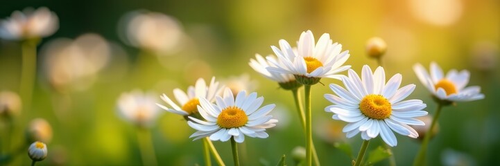 Fototapeta premium Close-up of daisies blooming in a summer garden, vibrant, close-up