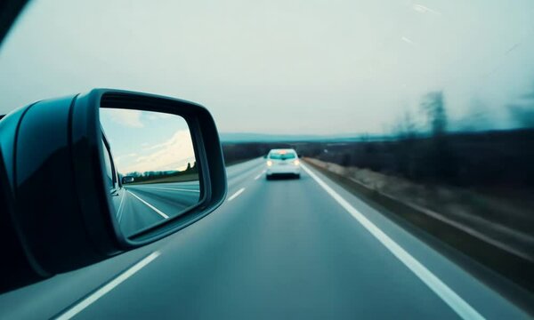 Close Up of Car Rear View Mirror
