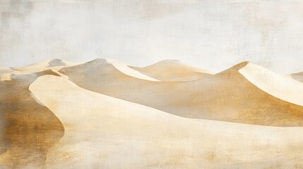 Soft dune patterns, muted sands and delicate shadows, serene atmosphere, Watercolor style 