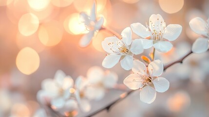 Spring blossoms, soft light, gentle sunrise. Use for greeting cards, nature backgrounds