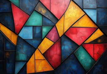 Fototapeta premium Colorful background with geometric shapes in an abstract artistic design.