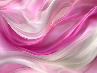 Fototapeta premium Flowing pink and white fabric with soft curves and elegant textures