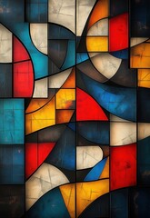 Fototapeta premium Colorful background with geometric shapes in an abstract artistic design.