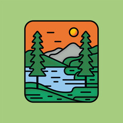Minimalist nature landscape illustration