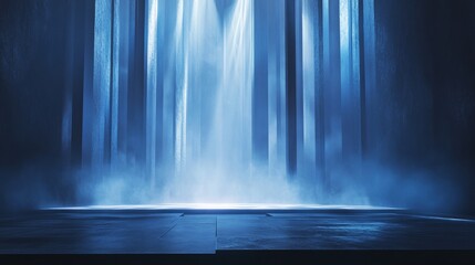 Obraz premium A futuristic gradient from cobalt blue to slate gray with light beams 