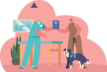 Dog owner getting wet passport