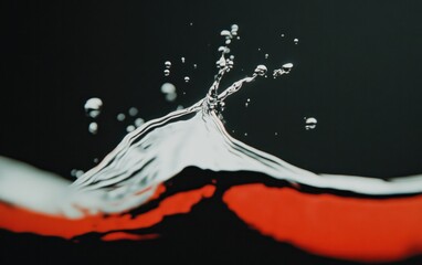 Water Splash with Red Undertones Against Dark Background