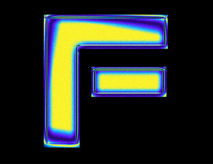 chrome techno gradient letter F alphabet with glossy 3d vector y2k typography letter