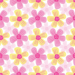 Abstract spring flowers seamless pattern illustration