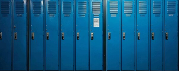 A row of blue lockers inviting students to store their belongings.