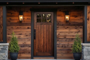 Budget-Friendly Wooden Entrance Door with Brown Finish