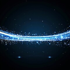 Obraz premium Abstract blue light streaks and sparkles on dark background. Glowing particles and lines create a dynamic, energetic design.