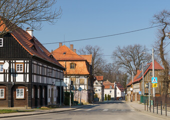 Cityscape of Bogatynia old town. Zgorzelec County, Lower Silesian Voivodeship (Dolny Śląsk), Poland. 