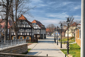 Cityscape of Bogatynia old town. Zgorzelec County, Lower Silesian Voivodeship (Dolny Śląsk), Poland. 