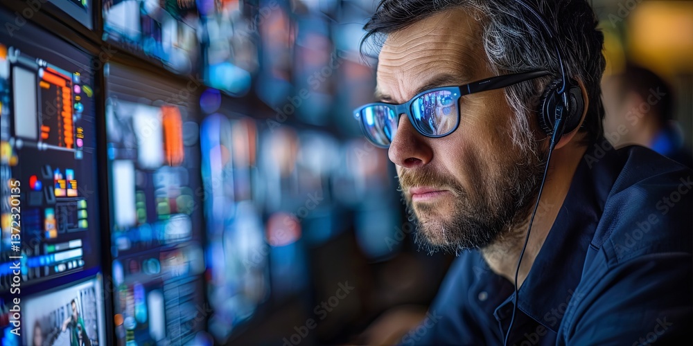 Poster An employee using a digital system to search for information