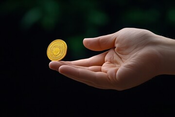 A close-up of an investor hand flipping a gold coin in the air, symbolizing financial decisions
