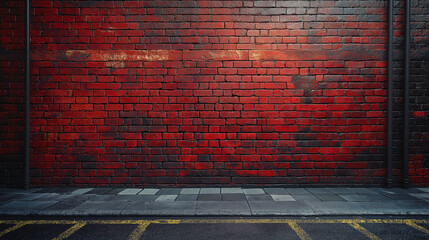 Urban Red Brick Wall with Street Elements