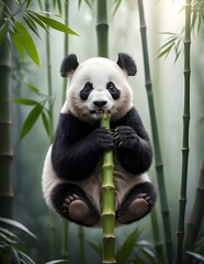 Obraz premium Panda’s Paw Holding a Bamboo Shoot