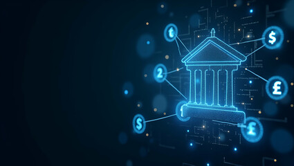 Explore contemporary wallpaper design with sleek abstract visuals and digital icons, emphasizing secure government digital cash systems and fintech innovation.