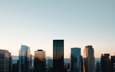 Fototapeta premium Serene City Skyline at Sunset