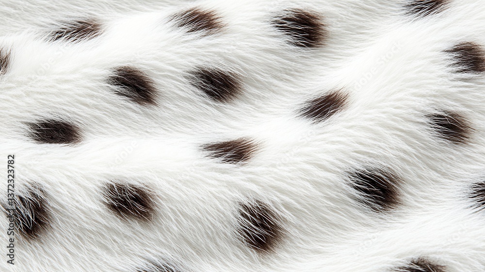 Poster close up view of a textured surface with a dalmatian like pattern. white background with scattered d