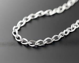 Obraz premium A shiny silver chain laying against a dark smooth background