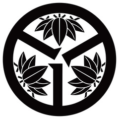 家紋です。五徳に三つ篠笹と言います。