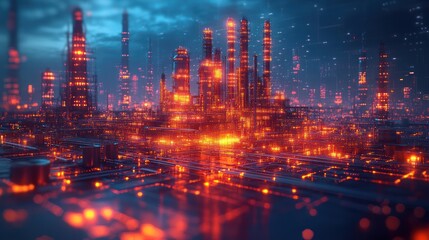 Naklejka premium Fantasy cityscape glow