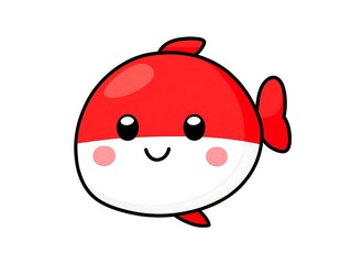 Obraz premium A cheerful cartoon fish with red and white color scheme