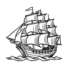 vector illustration outline of a ship 