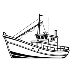 Fishing boat vector illustration.