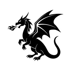 Dragon wrapped around a castle tower silhouette