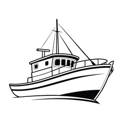 Fishing boat vector illustration.