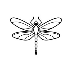 Dragonfly with transparent wings line art illustration