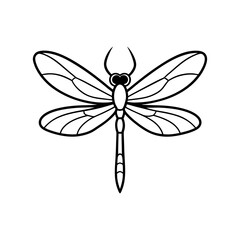 Dragonfly with transparent wings line art illustration