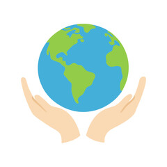 Earth in hands vector illustration