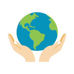 Earth in hands vector illustration