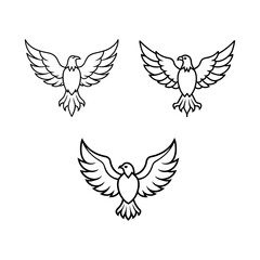 Eagle with wings spread line art illustration