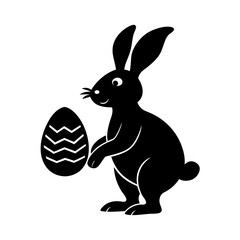 Easter bunny holding an egg silhouette