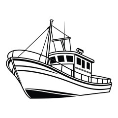 Fishing boat vector illustration.