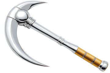 Naklejka premium Shiny curved weapon with a wooden grip is depicted clearly