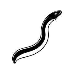 Eel with a wavy bodyon silhouette illustration