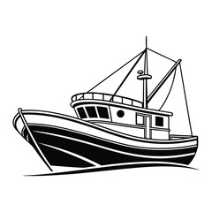 Fishing boat vector illustration.