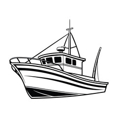 Fishing boat vector illustration.