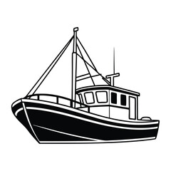 Fishing boat vector illustration.